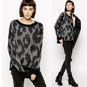 ASOS Black/Gray Animal Print Crewneck Sweater